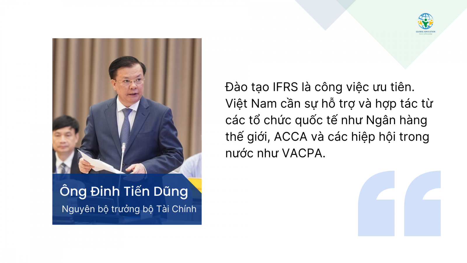 Bộ trưởng bộ Tài Chính chia sẻ